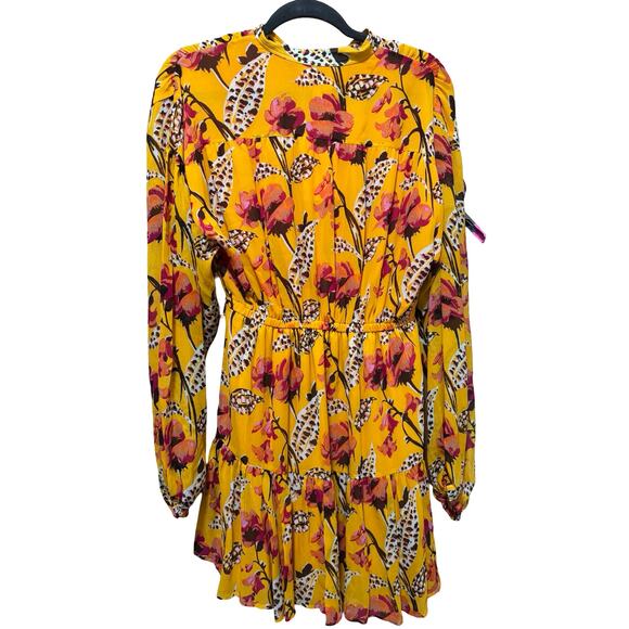NWT! A.L.C. Jen Long Sleeve Silk Shirtdress Yellow Floral - Picture 7 of 11